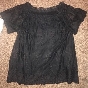 Mesh black flowered shirt